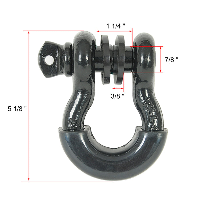 EAG 3/4 inch Black D-Ring Shackles 4.75 Ton Capacity with 7/8 inch Diameter Pin and Black Isolator Washer Kits 1 Pair PN# JJKML036