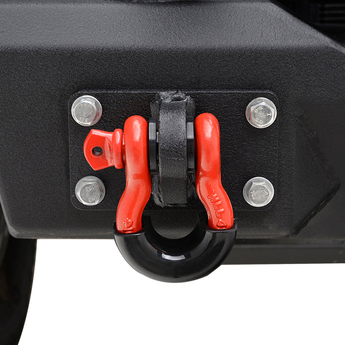 EAG D-Ring Shackles with Mount Red D-Rings Black Isolators Mount Brackets Pair Fit for Jeep Ford Toyota PN# JJKML039