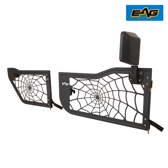 EAG Tubular Spider Web Door with Side View Mirror Fit for 07-18 Wrangler JK 4 Door Only PN# JJKTD005