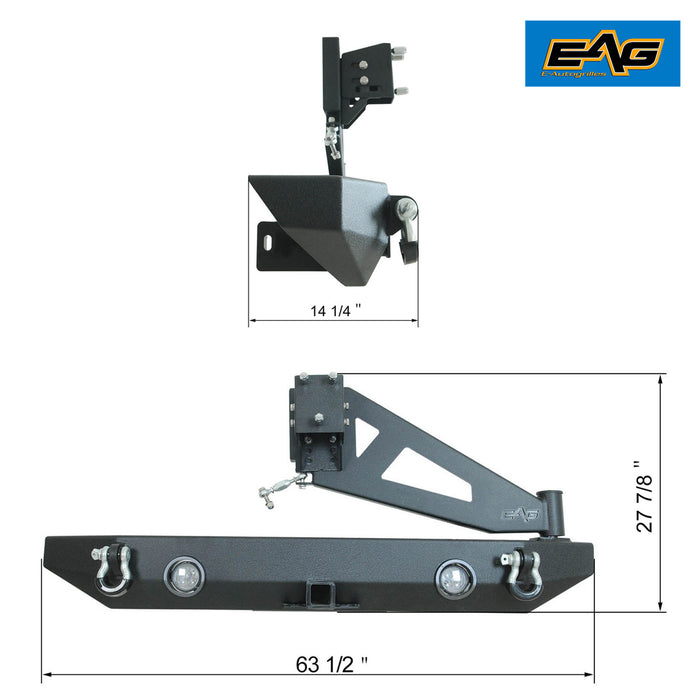 EAG Compatible with JK Rear Bumper with Tire Carrier 07-18 Wrangler PN# JJKRB012