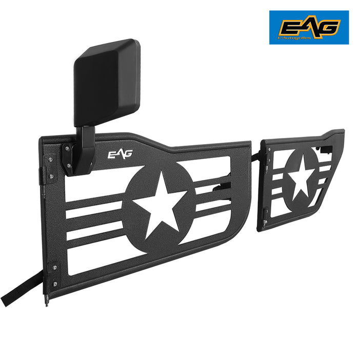 EAG Military Star Tubular 4 Door with Side View Mirror Fit for 07-18 Wrangler JK 4 Door Only PN# JJKTD014
