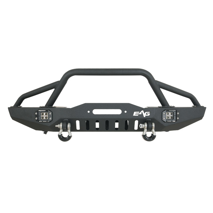 EAG Steel Front Bumper with LED Lights and Winch Plate Fit for 84-01 Cherokee XJ/Comanche MJ PN# JXJFB000