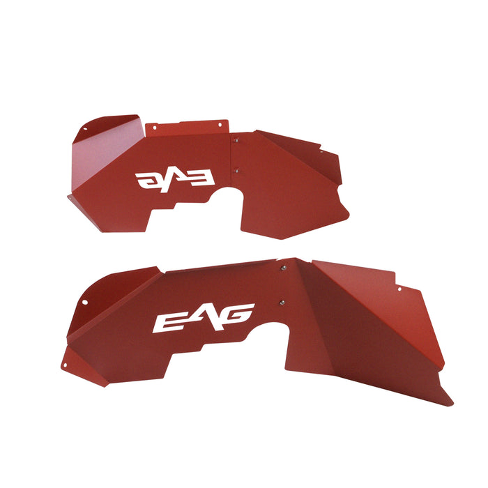 EAG Front Inner Fender Liners Kit Sheet Metal Red 4PCS with Logo Cut Fit for 07-18 Wrangler JK PN# JJKFF028