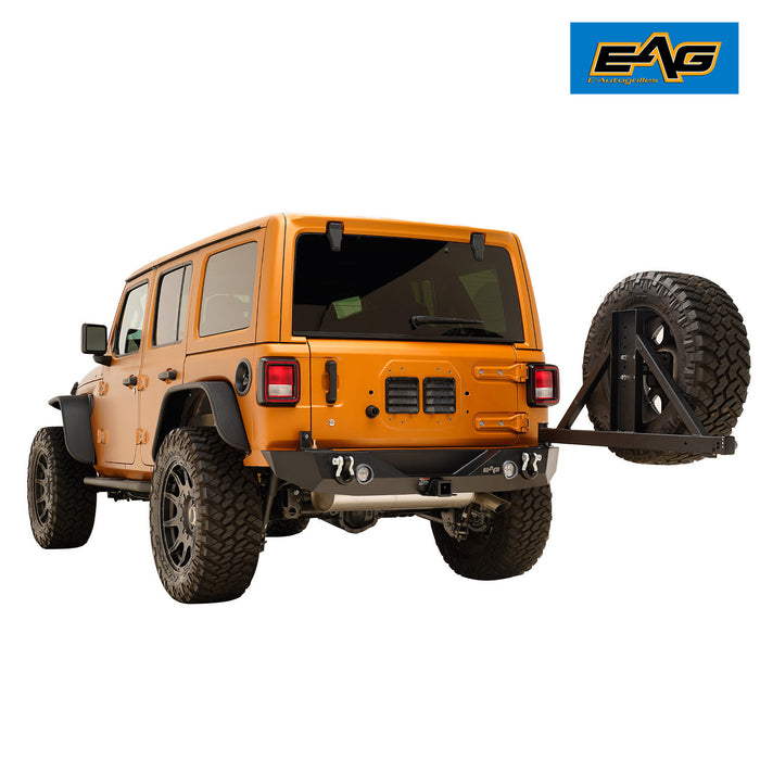 EAG LED Rear Bumper with EZ Grip Tire Carrier and Tire Adapter Fit for 18-20 Wrangler JL PN# JJLRB003+JJLTC00
