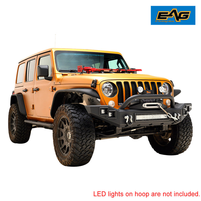EAG Heavy Duty LED Front Bumper with Winch Mount Plate and D-Ring Shackle Fit for 18-22 Wrangler JL PN# JJLFB025