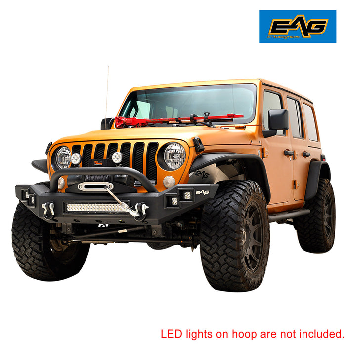 EAG Heavy Duty LED Front Bumper with Winch Mount Plate and D-Ring Shackle Fit for 18-22 Wrangler JL PN# JJLFB025