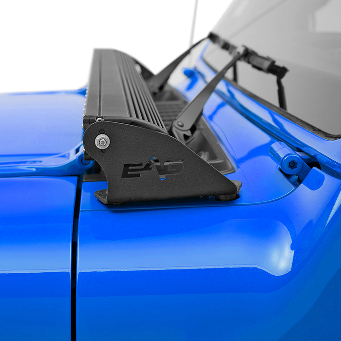 EAG Hood Mounting Brackets Fit for 52 inch LED Light Bar Compatible with 18-21 Wrangler JL/ 20-21 Gladiator JT PN# 51-8428-FBA