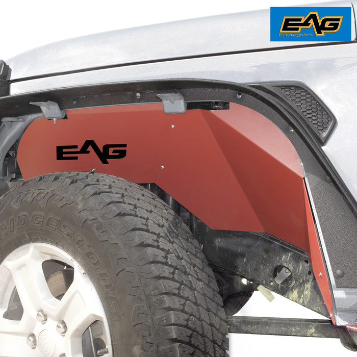 EAG Front and Rear Inner Fender Kit Sheet Metal Red 8PCS with Logo Cut Fit for 18-21 Wrangler JL PN# JJLFF016