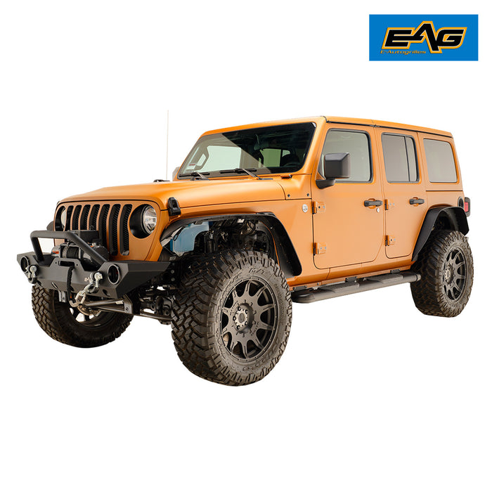 EAG Fit for 18-19 Jeep Wrangler JL 4 Door 70" Oval Running Boards Nerf Bars Step Bar and Mounting Brackets PN# 52-0070+52-5020