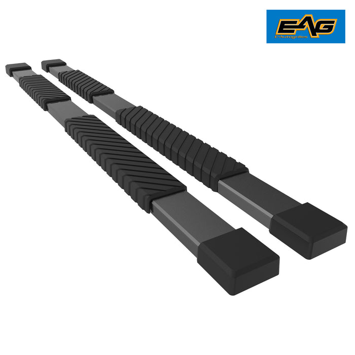 EAG 80 Inch x5 Inch Black Aluminum Running Boards Side Steps and HD Brackets for 15-17 Ford F150 Super Cab PN# 52-3050HD+52-2580B