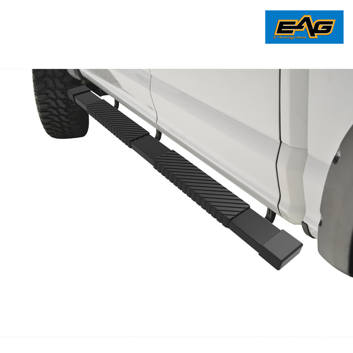 EAG 80 Inch x6 Inch Black Aluminum Running Boards Side Steps and HD Brackets for 15-17 Ford F150 Super Cab PN# 52-2680B+15FFRB02