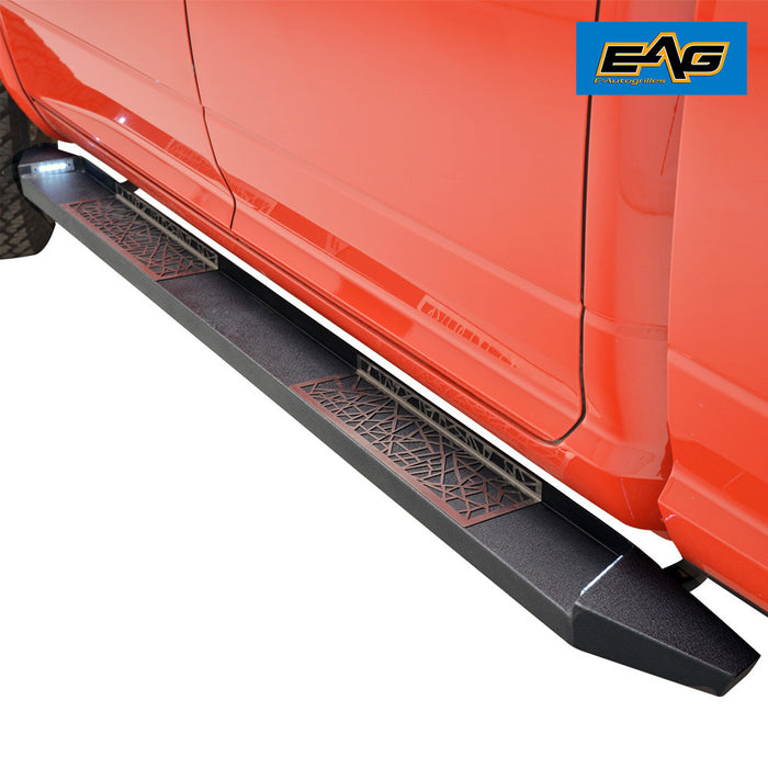 EAG 5 Inch Spider Web Running Boards and Brackets with LED Lights Fit for 07-17 Tundra CrewMax (Nerf Bars|Side Steps) PN# 52-4010+52-5686