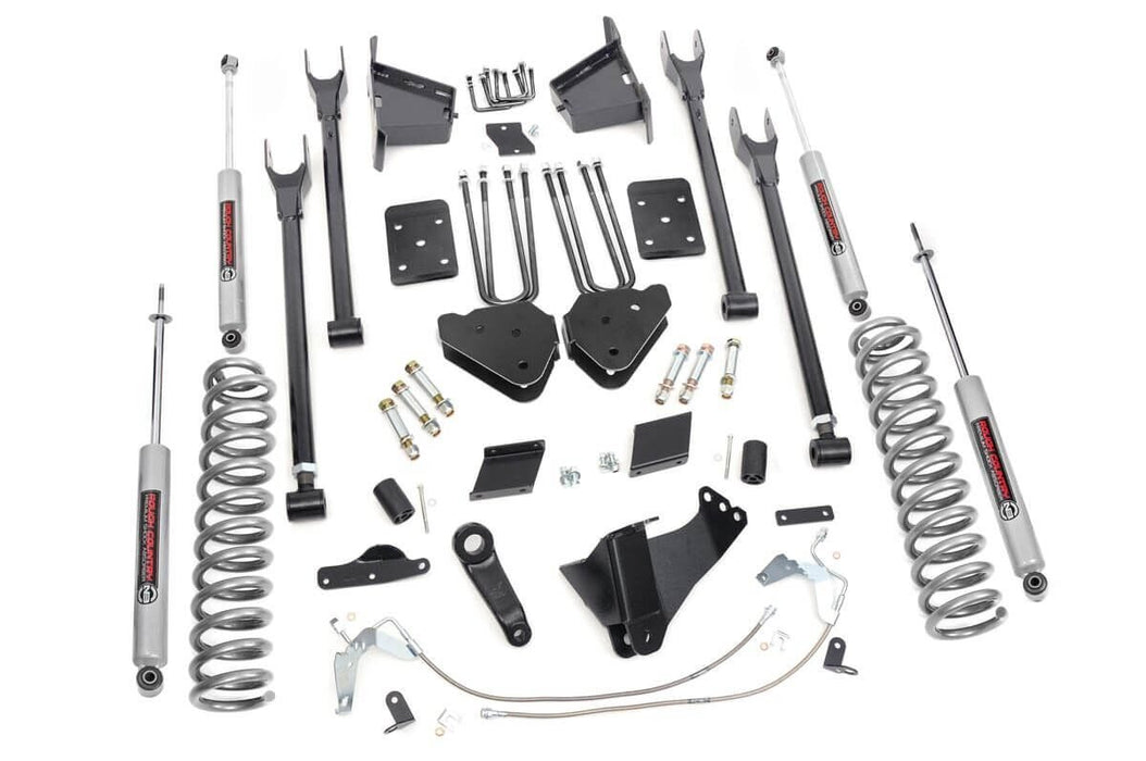 6 Inch Ford 4-Link Suspension Lift Kit N3 Shocks No Rear Overload Springs 15-16 F-250 4WD Diesel Rough Country #527.2