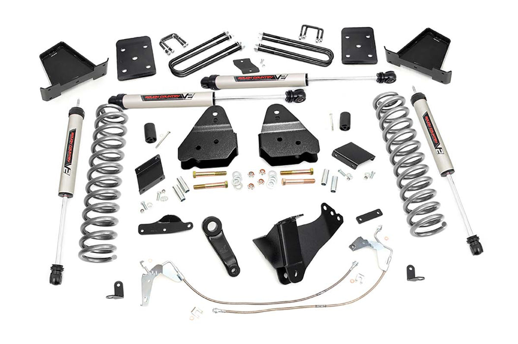 6 Inch Suspension Lift Kit w/V2 Shocks Diesel Overload Springs 15-16 F-250 Super Duty Rough Country #54870