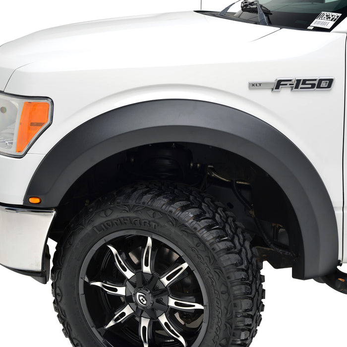 EAG Front and Rear Fender Flares with LED Lights 4PCS ABS Plastic Fit for 2009-2014 F-150 Models PN# 18294RS