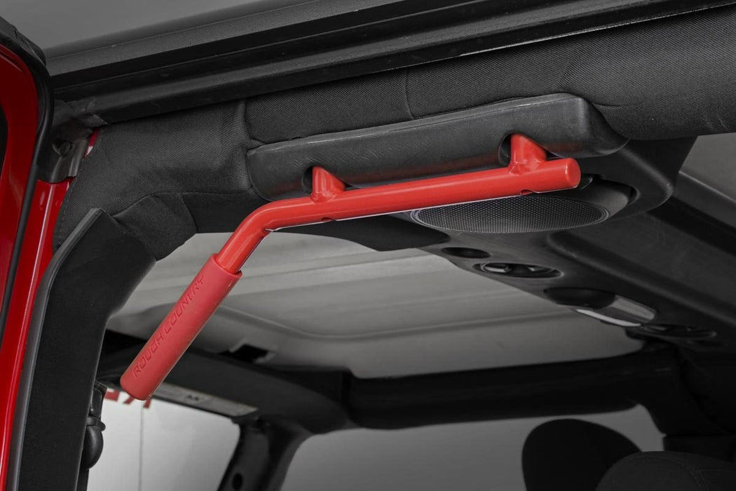 Jeep Solid Steel Grab Handle Set 07-18 Wrangler JK Red Rough Country #6503RED