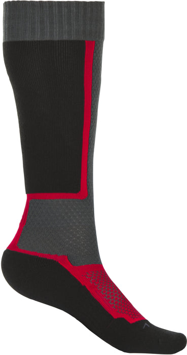 FLY RACING YOUTH MX SOCK THIN BLACK/GREY/RED PN# 350-0512Y