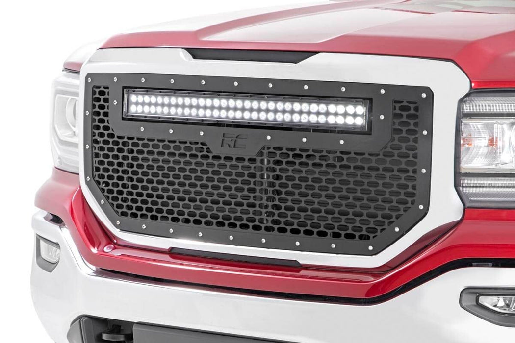 Mesh Grille w/30 Inch Dual Row Black Series LED 16-18 Sierra 1500 Rough Country #70158