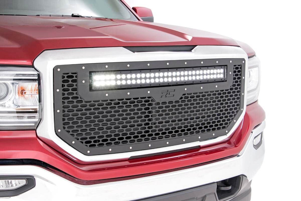 Mesh Grille w/30 Inch Dual Row Black Series LED 16-18 Sierra 1500 Rough Country #70158