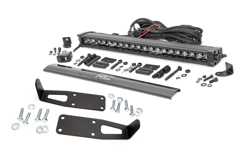 Dodge Hidden Bumper Kit w/ 20-Inch LED Light Bar Black Series w/ White DRL 03-18 Ram 2500/3500 Rough Country #70568BLDRL