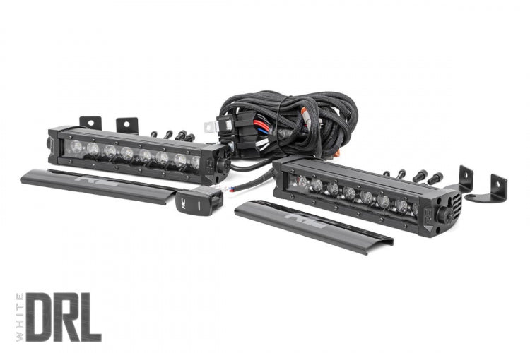 8 Inch CREE LED Light Bar Single Row, Pair Black Series w/Cool White DRL Rough Country #70728BLDRL