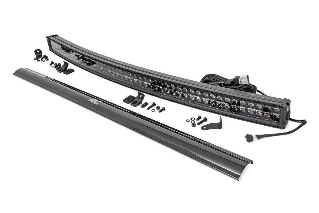 Curved Cree LED Light Bar 50 Inch Dual Row Black Series w/Cool White DRL Rough Country #72950BD