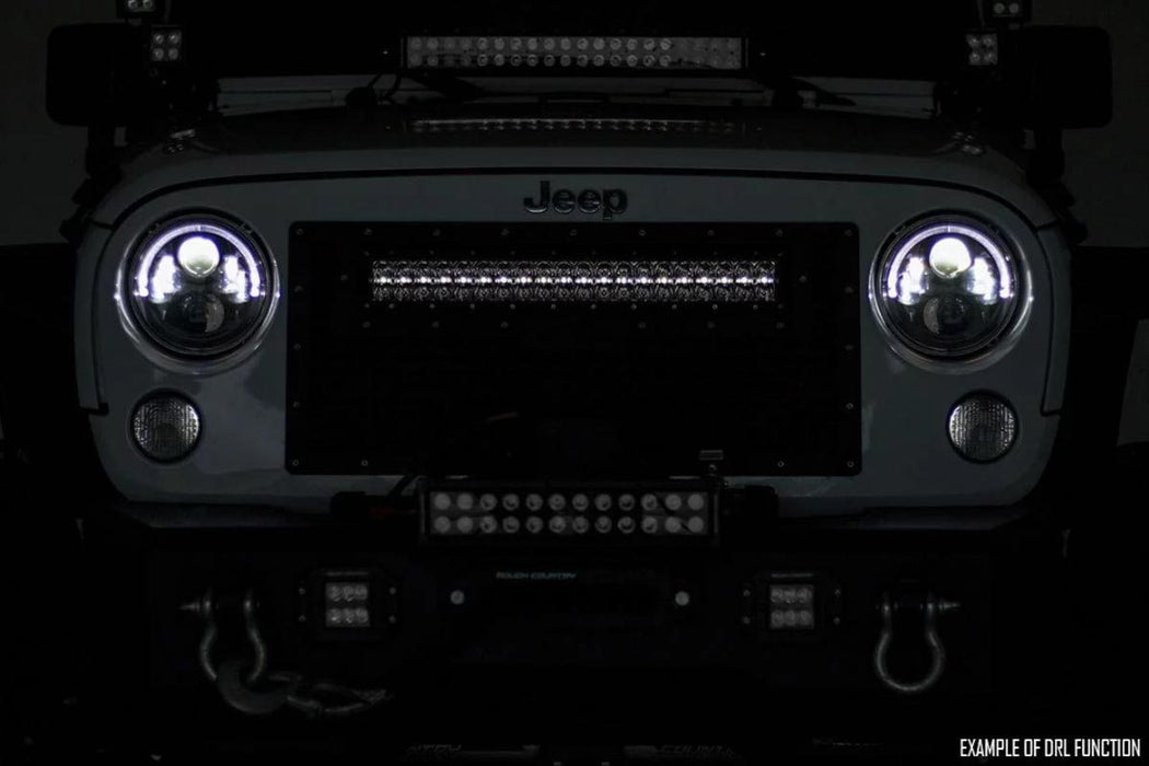 Curved Cree LED Light Bar 50 Inch Dual Row Black Series w/Cool White DRL Rough Country #72950BD