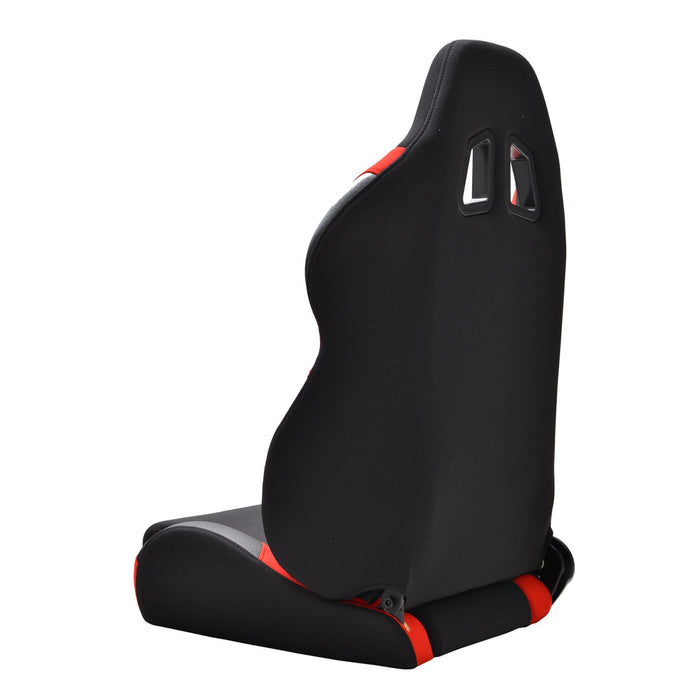 Paramount 1 x Black / Red Trim Fully Reclinable Sports Racing Seat + PN# 73-0004
