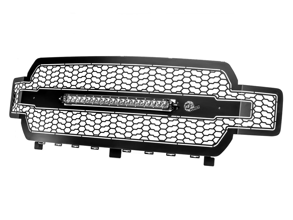 aFe Scorpion Complete Replacement Tread Design Grille Flat Black w/ LED Lights PN# 79-21008L