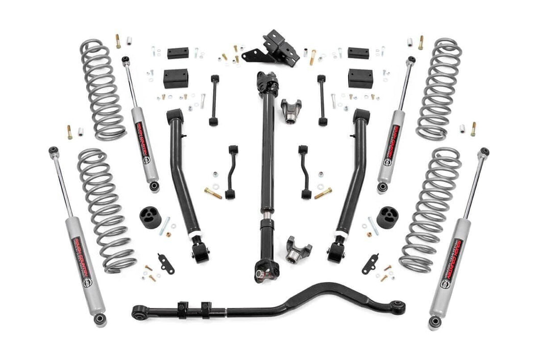 3.5 Inch Jeep Suspension Lift Kit Preminum N3 Shocks Stage 2 Coils & Adj. Control Arms 18-20 Wrangler JL Rubicon-2 Door Rough Country #90930