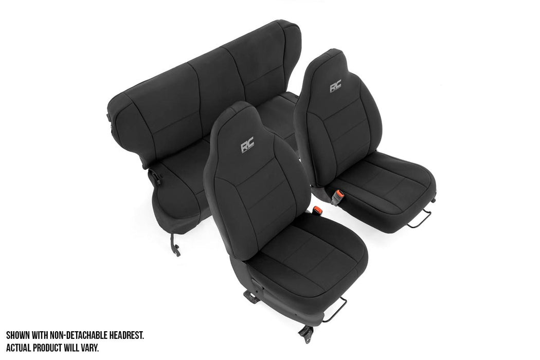 Jeep Neoprene Seat Cover Set Black 97-01 XJ w/Detachable Headrest Rough Country #91023