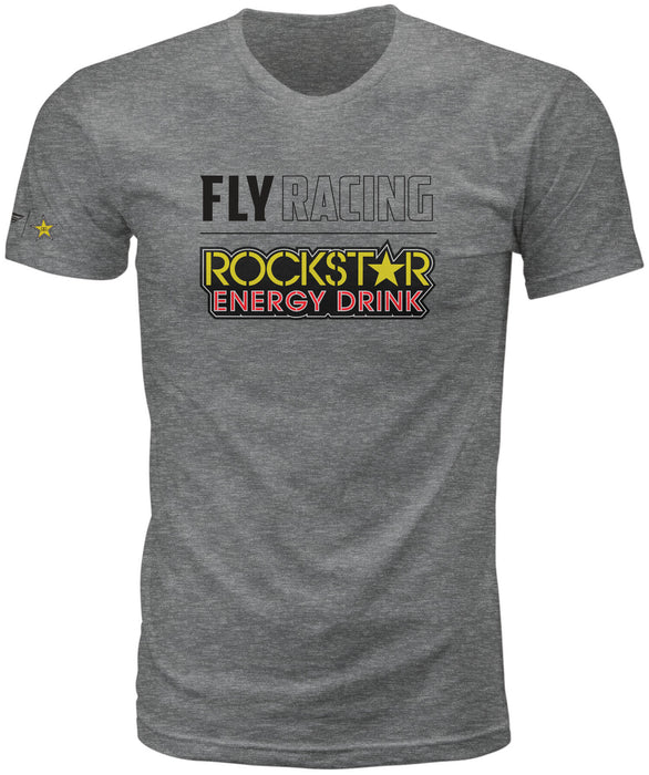 FLY RACING FLY ROCKSTAR LOGO TEE DARK GREY HEATHER SM PN# 352-0649S