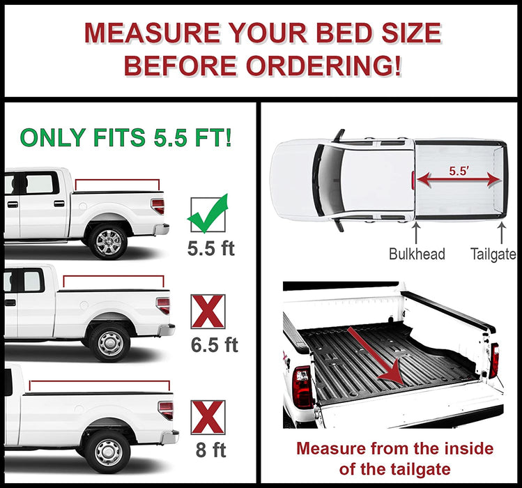 Galaxy Auto Soft Roll-Up for 2015-19 Ford F150 5.5' Bed (Styleside Models Only) - Black Roll Up Truck Bed Tonneau Cover