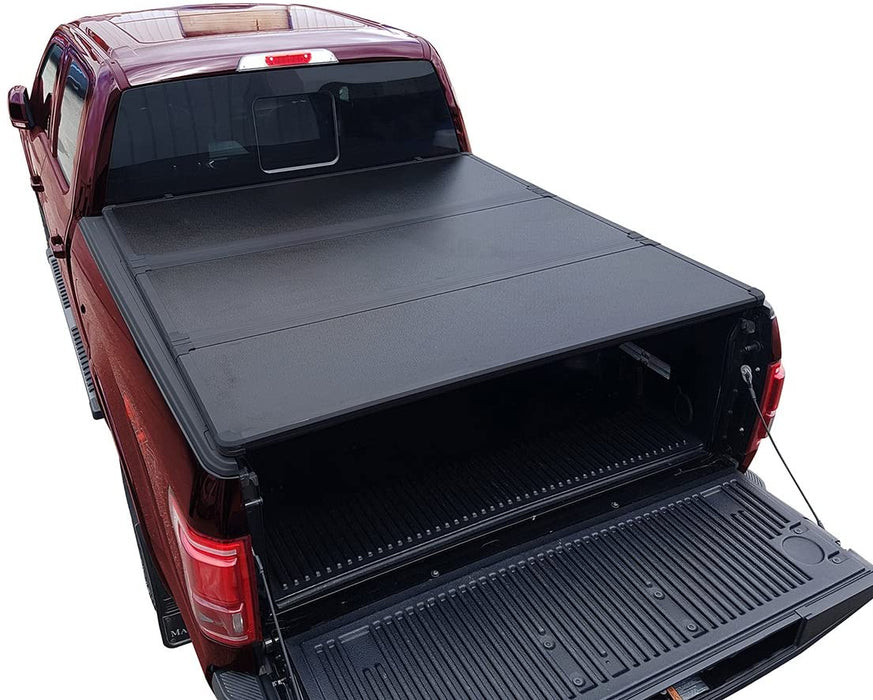 Galaxy Auto Hard Tri-Fold for 2019-21 Ford Ranger 5' Bed - Black Trifold Truck Bed Tonneau Cover