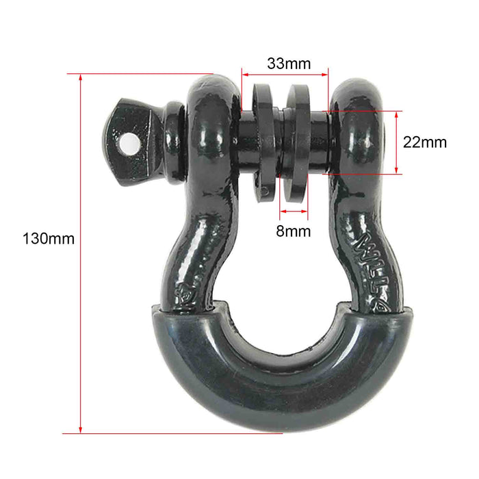 EAG 3/4 inch Black D-Ring Shackles 4.75 Ton Capacity with 7/8 inch Diameter Pin and Black Isolator Washer Kits 1 Pair PN# JJKML036