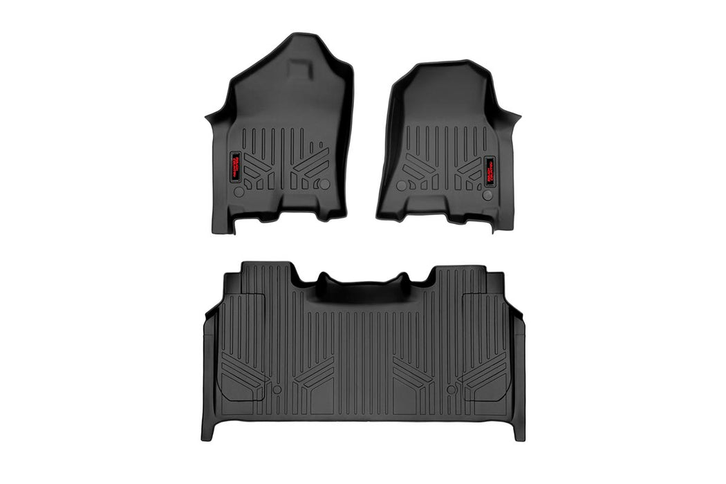 Heavy Duty Floor Mats Front/Rear-19-20 RAM 1500 Crew Cab Full Console w/Rear Under Seat Storage Rough Country #M-31422