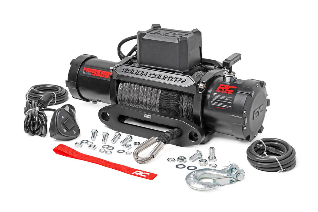 9500 LB Electric Winch Synthetic Rope Pro Series Rough Country #PRO9500S
