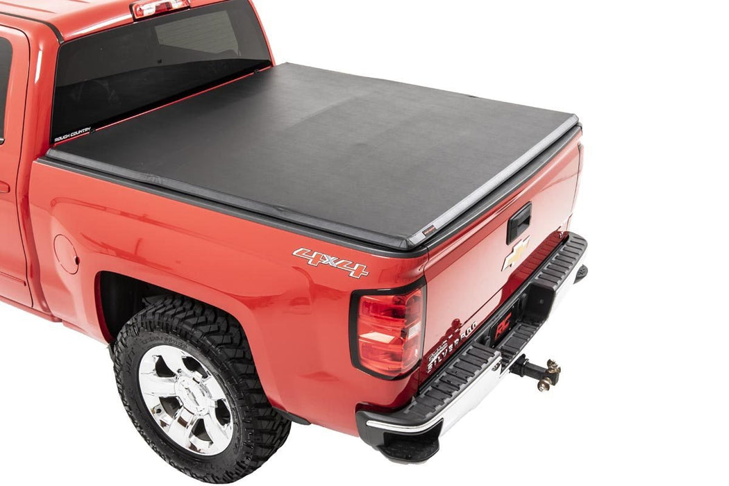 Soft Tri-Fold Bed Cover 14-18 Silverado/Sierra 1500 5 Foot 5 Inch Bed w/o Cargo Mgmt Rough Country #RC44214550